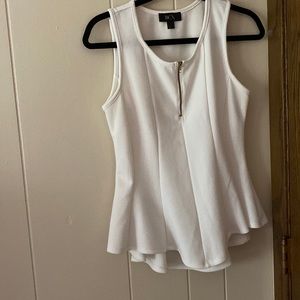 Business Casual White Top with gold colored zipper